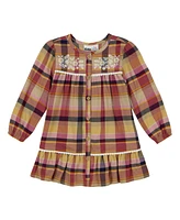 Kids Headquarters Little Girl Plaid Flannel Crochet Trim Dress