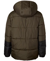 Ixtreme Big Boys Colorblocked Full-Zip Hooded Puffer Jacket with Ribbed-Knit Beanie