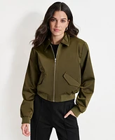 Dkny Women's Shine Sateen Cropped Bomber Jacket