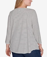 Ruby Rd. Plus Boat Neck Nutcracker Motif Printed Striped Knit Top