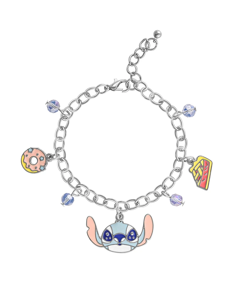 Disney Lilo and Stitch Fashion Donut and Pie Crystal Charm Bracelet