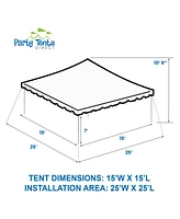 Party Tents Direct 15'x15' Weekender Standard Canopy Pole Tent - Easy Up Canopy Tent With 50 Person Capacity