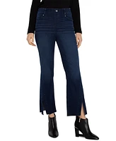 Liverpool Los Angeles Women's Gia Glider Front-Slit Flared Cropped Jeans