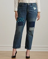 Lauren Ralph Plus Patchwork Boyfriend Jeans