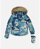 Deux par Baby Boy Two Piece Snowsuit Burnt Orange With Printed Glaciers - Infant|Toddler