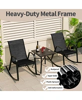 Costway 2 Pce Patio Rocking Chair Heavy-Duty Metal Rocker Outdoor Anti-Slip