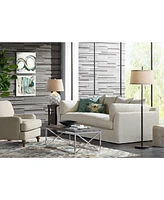 Possini Euro Design Nayla Modern Floor Lamp Standing 62.5" Tall Bronze Steel Slender Column Off White Fabric Tapered Drum Shade Decor for Living Room