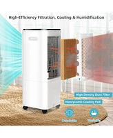 Slickblue 4-in-1 Evaporative Air Cooler with 12L Water Tank and 4 Ice Boxes-White
