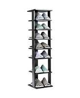 Costway Wooden Shoes Storage Stand 7 Tiers Shoe Rack Organizer Multi-shoe Rack Shoebox