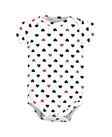 Hudson Baby Girls Cotton Bodysuits Mommy Red Black 3Pk, 12-18 Months