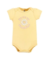Hudson Baby Girls Cotton Bodysuits, Peace Love Flowers, Newborn