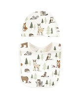 Hudson Baby Infant Boy Cotton Bib and Caps Set, Forest Animals, One Size