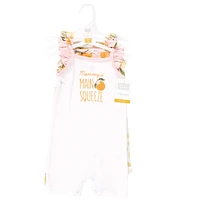 Hudson Baby Girls Cotton Bodysuits and Rompers, 8-Piece, Citrus Orange, 6-9 Months