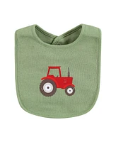 Hudson Baby Infant Boys Cotton Bibs, Green Farm Animals, One Size