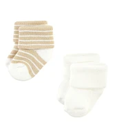 Hudson Baby Boys Cotton Rich Newborn and Terry Socks, Modern Giraffe, 6-12 Months