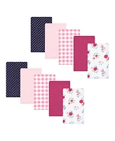 Hudson Baby Infant Girl Cotton Flannel Burp Cloths, Butterfly Floral -Pack