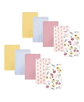 Hudson Baby Infant Girl Cotton Flannel Burp Cloths, Soft Painted Floral Pack