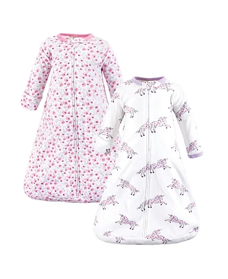 Hudson Baby Girls Cotton Long-Sleeve Wearable Sleeping Bag, Sack, Blanket