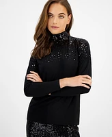 Anne Klein Women's Sequinned Turtleneck Top