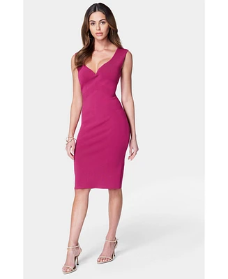 Bebe Women's Cap Sleeve V-neck Mini Bandage Dress