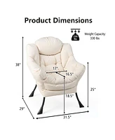 Modern Polyester Fabric Lazy Chair with Steel Frame and Side Pocket