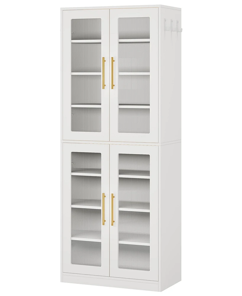 Tribesigns Tall Shoe Cabinet with Acrylic Doors and Led Lights, 8