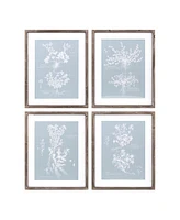 Slickblue Wood Framed Encyclopedia Floral Outline Under Glass (Set of 4)