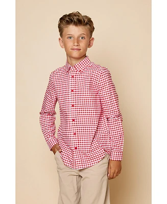 B by Brooks Brothers Big Boys Gingham Woven Long Sleeve Oxford Shirt