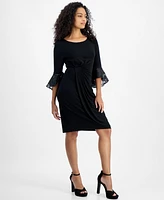 Connected Petite Faux-Wrap Sheath Dress