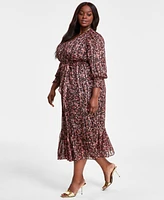 Vince Camuto Plus Floral-Print Midi Dress