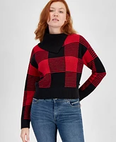 Nautica Jeans Women's Buffalo-Check Drop-Shoulder Sweater