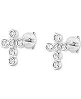 Giani Bernini Cubic Zirconia Bezel Cross Stud Earrings in Sterling Silver, Created for Macy's