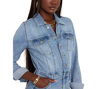 Guess Women's Cotton Kenia Button-Front Denim Dress