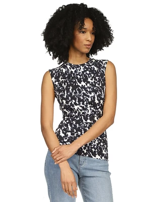 Michael Kors Women's Animal-Print Ruched Sleeveless Top