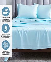 Superior Modal From Beechwood 400 Thread Count Lightweight Cooling Solid Deep Pocket Bed Sheet Set