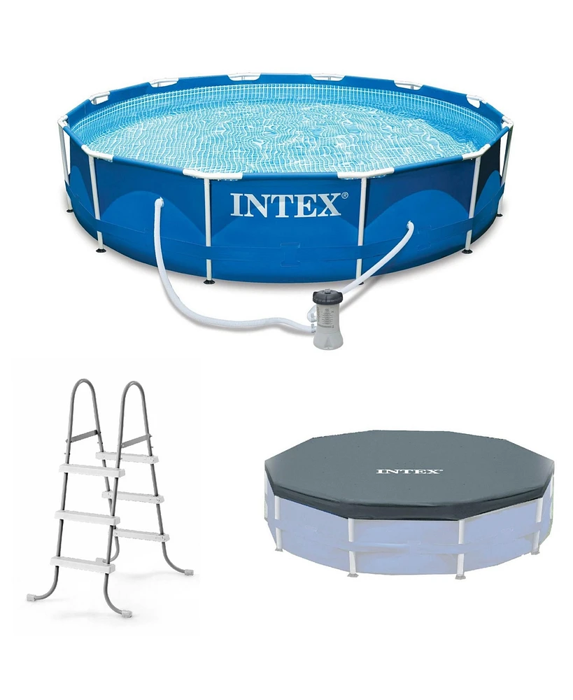 Intex 12'x30" Swimming Pool w/ Pump, Pool Ladder for 42” Wall, & 12 Cover