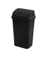 Sterilite 13 Gal Swing Top Lidded Wastebasket Kitchen Trash Can, Black (4 Pack)