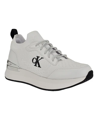 Calvin Klein Women's Vikas Almond Toe Casual Lace-Up Sneakers