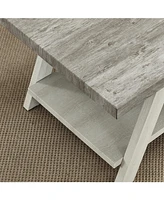 Streamdale Furniture Two-Tone Wood Shelf Side Table in Weathered Gray and Beige