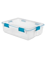 Sterilite 37 Qt Clear Plastic Home Storage Tote Bin with Secure Lids, (4 Pack)