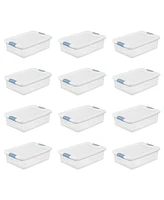 Sterilite 32 Qt Plastic Clear Stackable Latching Storage Box Container (12 Pack)