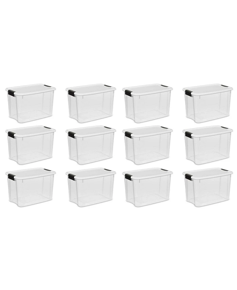 Sterilite Qt Clear Plastic Stackable Storage Bin w/ White Latch Lid