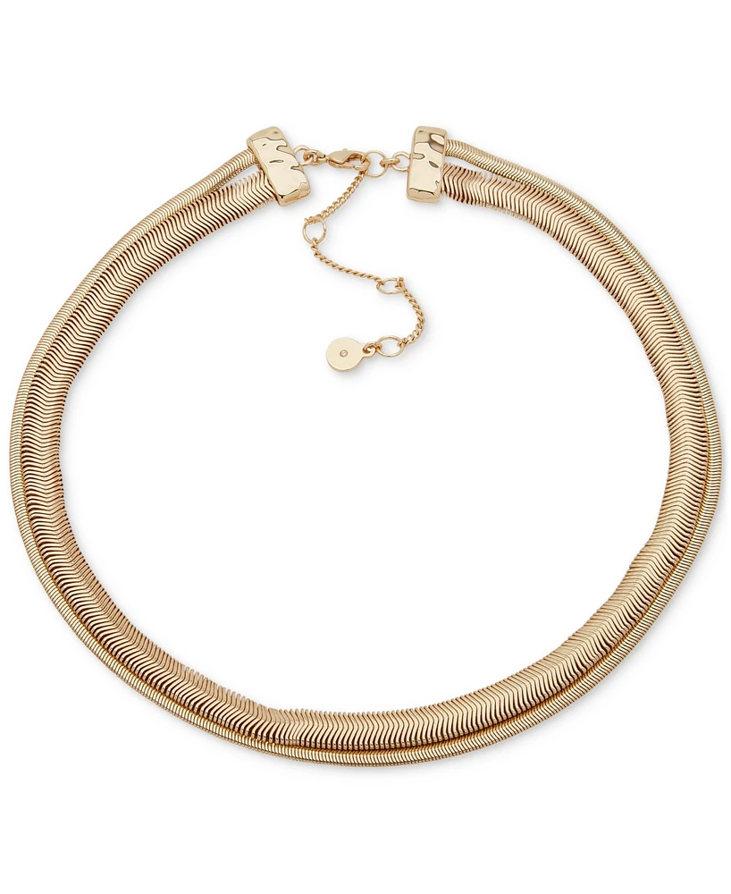 Dkny Gold-Tone Snake Chain Double-Row Collar Necklace, 16" + 3" extender