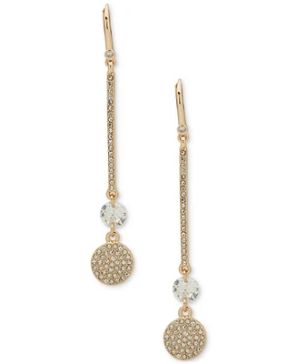 Dkny Gold-Tone Crystal Pave Bar Linear Drop Earrings