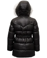 Michael Kors Big Girls Belted Stadium Puffer Jacket with Faux-Fur Trim