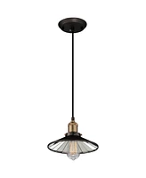 Franklin Iron Works Emile Oil Rubbed Bronze Antique Brass Mini Pendant Lighting 8 3/4" Wide Farmhouse Industrial Rustic Led Fixture for Dining Room Li