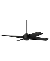 56" Grand Milano Modern Industrial Outdoor Ceiling Fan with Remote Control Black Damp Rated for Patio Exterior House Home Porch Gazebo Garage Barn