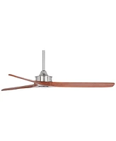 52" Windspun Dc Modern 3 Blade Indoor Ceiling Fan with Remote Control Brushed Nickel Walnut Solid Carved Wood for Living Kitchen House Bedroom Family