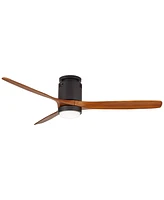 52" Windspun Modern 3 Blade Hugger Ceiling Fan with Dimmable Led Light Remote Control Matte Black Walnut Wood for Living Room Kitchen House Bedroom Fa