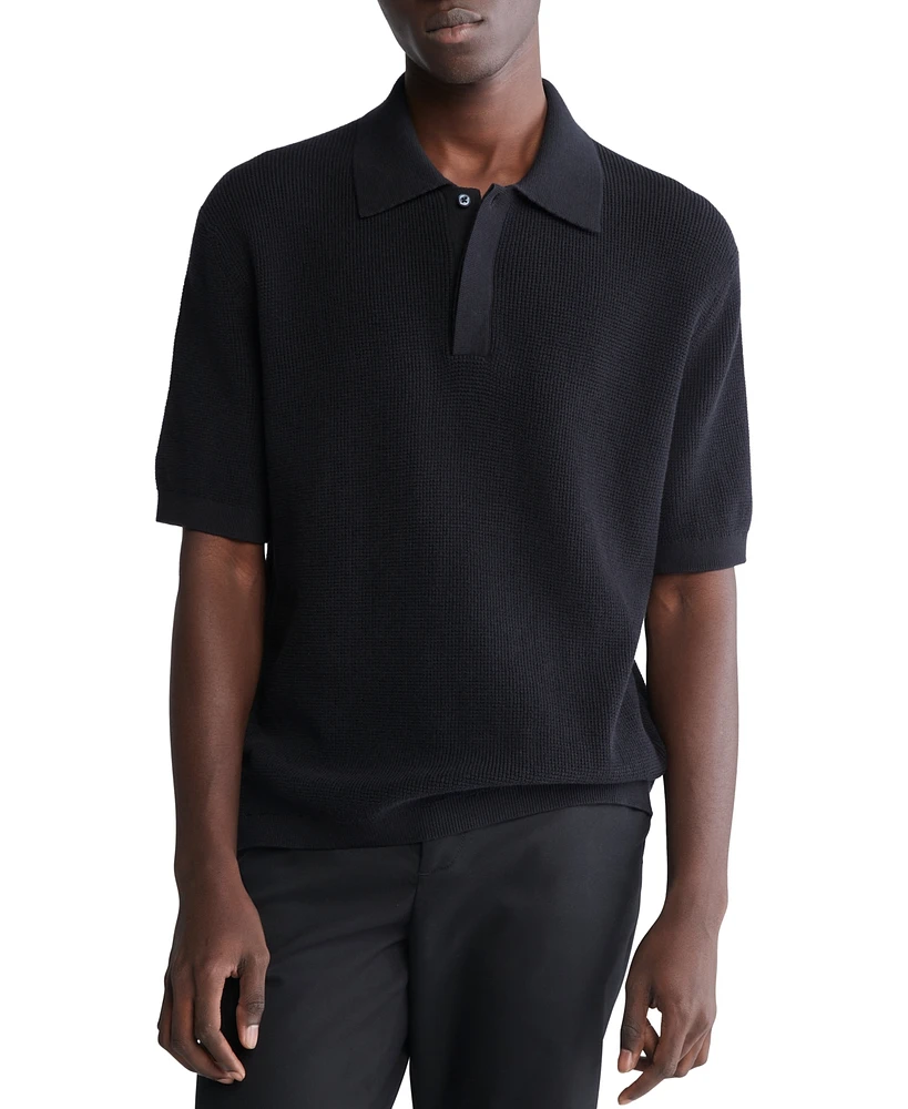 Calvin Klein Men's Waffle-Knit Polo Shirt